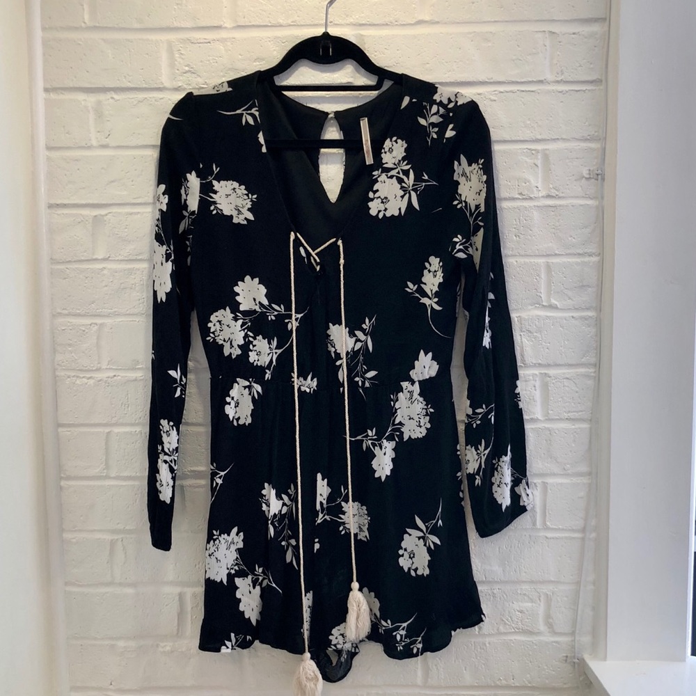 Black & White Floral Romper